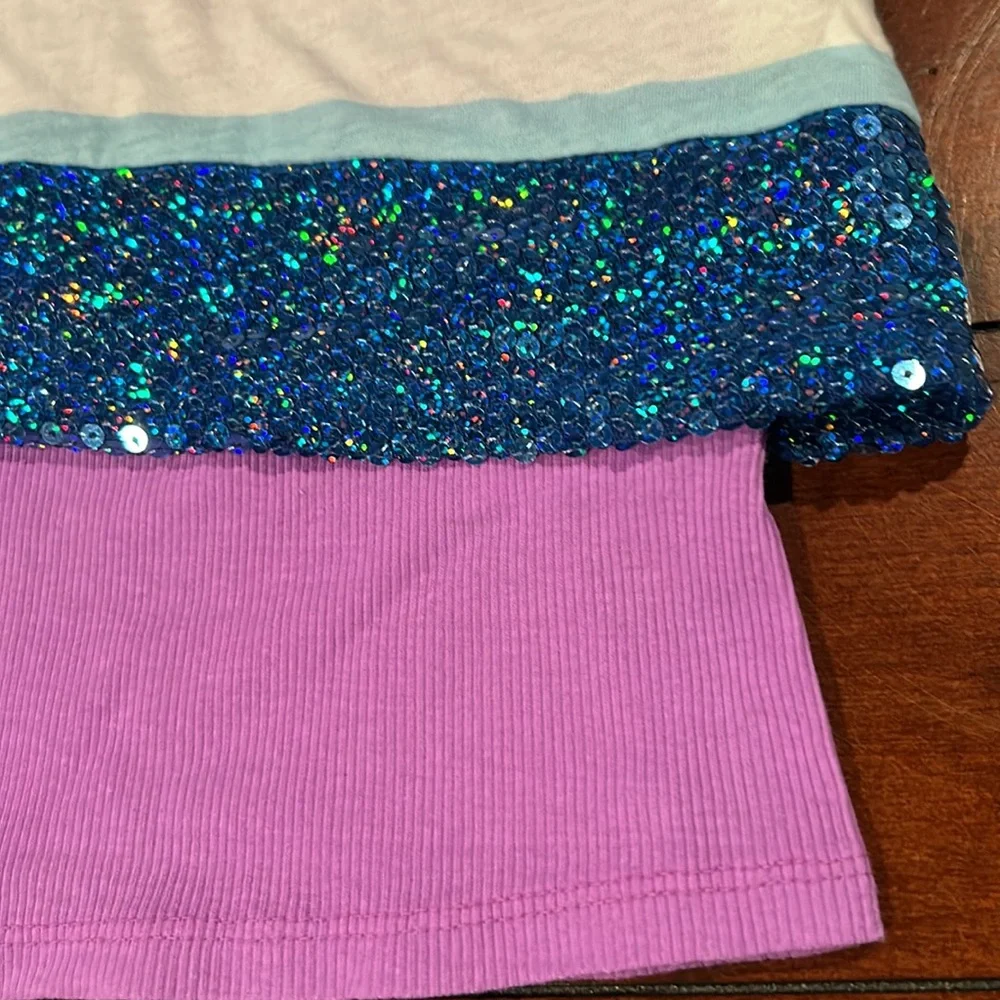 NWT Justice Retail Store Layered Striped Tank Sequins Purple Blue Size 18